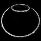Conjunto Pulseira Colar Prata 1 Volta Gargantilha Strass C46 Conjunto Pulseira Colar Prata 1 Volta Gargantilha Strass C46