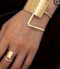 Conjunto Pulseira e anel Folh a ouro 18k Envio imediato