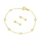 Conjunto Pulseira E Brinco De Ouro 18k Infantil Adulto