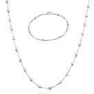 Conjunto Pulseira e Colar Corações com Pérolas Pequenas