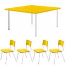 Conjunto Quadrado c/ 04 Cadeiras COR AMARELO TAMPO PLÁSTICO 06 a 09 Anos JUVENIL 44005
