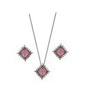 Conjunto quadrado light pink fusion com cravação lateral cristal