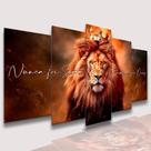 Conjunto Quadro Decorativo Mosaico Com Foto Personalizado Leão de Juda Nunca foi Sorte PVC Decoração para Sala de Jantar Quarto Casal