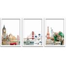 Conjunto Quadros Decorativos 3 pçs 40x60 Maravilhas Mundo