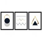 Conjunto Quadros Decorativos 3 Pçs 40x60 Moldura Preta
