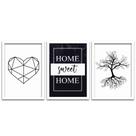 Conjunto Quadros Decorativos 3 peças 20x30 Home Sweet Home