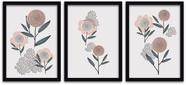 Conjunto Quadros Decorativos 3 peças 40x60 Flores