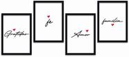 Conjunto Quadros Decorativos 4 pçs MDF 30x40 Amor e Familia