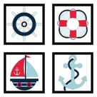 Conjunto Quadros Decorativos 4 peças 20x20 Marinheiro Conjunto Quadros Decorativos 4 peças 20x20 Marinheiro