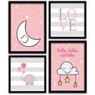 Conjunto Quadros Decorativos 4 peças Menina Estrelinha Conjunto Quadros Decorativos 4 peças Menina Estrelinha