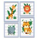 Conjunto Quadros Decorativos 4 peças Mini Safari Conjunto Quadros Decorativos 4 peças Mini Safari