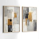 Conjunto Quadros Decorativos com Moldura Abstrato Arte Dourado e Preto Kit 2 Quadros 30x40 Decoração