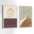 Conjunto Quadros Decorativos com Moldura Arte Minimalista Terracota Kit 2 Quadros 30x40 Decoração