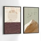 Conjunto Quadros Decorativos com Moldura Arte Minimalista Terracota Kit 2 Quadros 30x40 Decoração