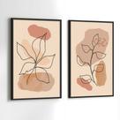 Conjunto Quadros Decorativos com Moldura Arte Minimatista Folhas Kit 2 Quadros 30x40 Decoração