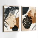 Conjunto Quadros Decorativos com Moldura Floras Marrom Verde Kit 2 Quadros 30x40 Decoração