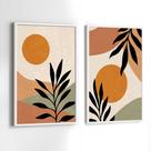 Conjunto Quadros Decorativos com Moldura Folhas Formas Abstrato Kit 2 Quadros 130x90 Decoração