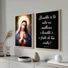 Conjunto Quadros Decorativos com Moldura Maria Nossa Senhora Salmo Religioso Sala Quarto Cozinha Kit 2 Peças