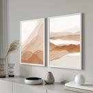 Conjunto Quadros Decorativos com Moldura Terracota Marrom Sala Quarto Cozinha Kit 2 Peças