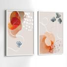 Conjunto Quadros Decorativos com Moldura Tons Vermelho e Cinza AbstratoKit 2 Quadros Decoração Conjunto Quadros Decorativos com Moldura Tons Vermelho e Cinza AbstratoKit 2 Quadros Decoração
