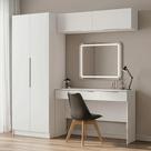 Conjunto Quarto 1 Penteadeira 2 Aéreos 1 Guarda-roupa 2 Portas Neo Branco Madesa Branco