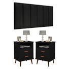 Conjunto Quarto 2 Mesas De Cabeceira Itália Com Painel de Cabeceira De Cama Casal 1,40 ENVIA SOMENTE 01 KIT