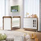 Conjunto Quarto Bebê Berço 3 em 1 Mirelle Cômoda 4 Gavetas 1 Porta 100% MDF