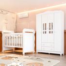 Conjunto Quarto Bebê Berço 3 em 1 Mirelle Guarda Roupa 4 Portas 100% MDF