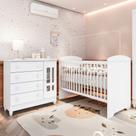 Conjunto Quarto Bebê Berço Americano 3Em1 Eloá Cômoda Infantil 4 Gavetas 1 Porta 100% MDF