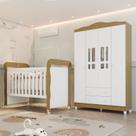 Conjunto Quarto Bebê Berço Mini Cama Mirelle Guarda Roupa 4 Portas 100% Mdf