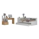Conjunto Quarto Bicama Baú Com Prateleira E Escrivaninha Multimóveis Mp4126 Branco/rustic