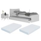 Conjunto Quarto Bicama com Colchão e Baú/Mesa de Cabeceira Retrô Multimóveis MP4222