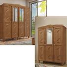 Conjunto Quarto Brasil Imbuia Guarda-Roupa 4 Portas 3 Gavetas + Guarda-Roupa 3 Portas 3 Gavetas Madeira Pinus - Cavazotto