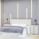 Conjunto Quarto: Cabeceira Cama, 2 Mesas de Cabeceiras Topázio Branco/Freijó Madeira Pinus - Finestra