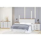 Conjunto Quarto: Cabeceira, Cômoda 8 Gavetas e 2 Mesas de Cabeceiras Branco/Freijó Topázio Madeira Pinus - Finestra
