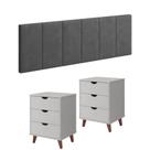 Conjunto Quarto Casal Cabeceira 1.60cm e 2 Mesas De Cabeceira Grecia Plus 3 Gavetas