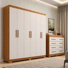 Conjunto Quarto Casal Guarda-roupa 6 Portas Cômoda 8 Gavetas Papoulas Espresso Móveis