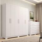 Conjunto Quarto Casal Guarda-roupa 6 Portas Cômoda 8 Gavetas Papoulas Espresso Móveis