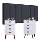 Conjunto Quarto com Cabeceira Modulada Adesiva com Kit Mesa de Cabeceira MONET Varias Cores