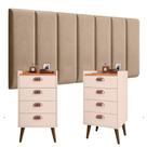 Conjunto Quarto com Cabeceira Modulada Adesiva com Kit Mesa de Cabeceira MONET Varias Cores