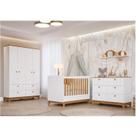 Conjunto Quarto de Bebê 1 Berço 1 Cômoda 6 Gavetas 1 Guarda Roupas 4 Portas 4 Gavetas Chantilly