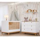 Conjunto Quarto de Bebê 1 Berço 1 Cômoda 6 Gavetas Chantilly Branco/Nature Conjunto Quarto de Bebê 1 Berço 1 Cômoda 6 Gavetas Chantilly Branco/Nature