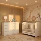 Conjunto Quarto de Bebê com Berço 3 em 1 e Cômoda MDF Branco Yescasa