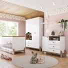 Conjunto Quarto de Bebê Completo Berço 2 em 1, Guarda-Roupa e Cômoda Yuri Espresso Móveis Branco/Jequitibá HP