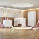 Conjunto Quarto de Bebê Completo Guarda Roupa Cômoda e Berço com Rodízio Doce Sonho Conjunto Quarto de Bebê Completo Guarda Roupa Cômoda e Berço com Rodízio Doce Sonho