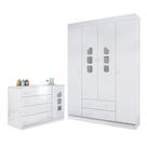 Conjunto Quarto de Bebê Guarda Roupa e Cômoda Sapateira Lívia Branco Phoenix