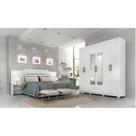 Conjunto Quarto de Casal 1 Guarda Roupa com Espelho Clara 1 Cabeceira Extensível Mila