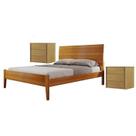Conjunto Quarto de Casal Cama com Detalhe na Cabeceira e 2 Mesas de Cabeceira 3 Gavetas