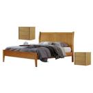 Conjunto Quarto de Casal Cama Queen 160cm e 2 Mesas de Cabeceira 3 Gavetas com Sapateira