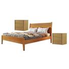 Conjunto Quarto de Casal Cama Queen em Madeira Maciça e 2 Mesas de Cabeceira 3 Gavetas Unique